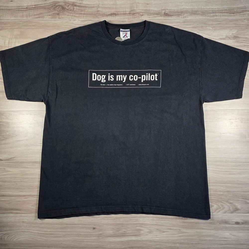 Vintage The Bark Magazine ''Dog is my co-pilot" Tee Shirt